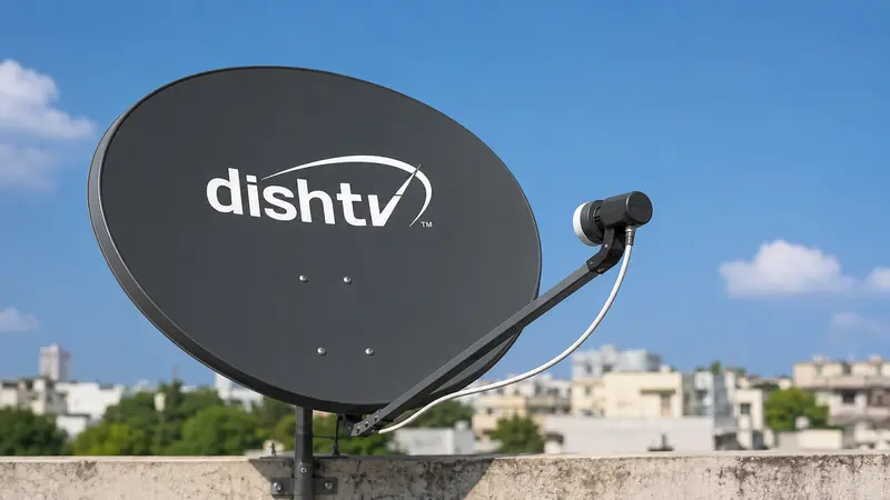 DTH Dish Antenna mounted on rooftop